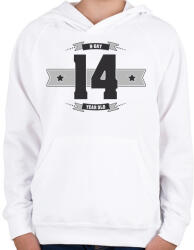 printfashion b-day-14-dark-lightgrey - Gyerek kapucnis pulóver - Fehér (506675)