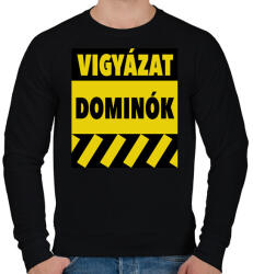 printfashion Vigyázat dominók! - Férfi pulóver - Fekete (1085447)