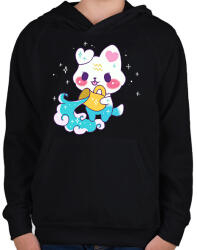printfashion Horoszkóp-VÍZÖNTŐ - Gyerek kapucnis pulóver - Fekete (12712327)