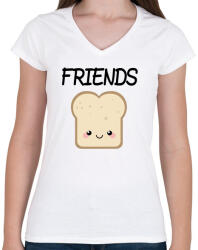 printfashion Best Friends - Nutellás kenyér 2 - Női V-nyakú póló - Fehér (783151)
