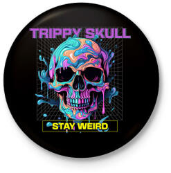 printfashion Trippy Skull - Kitűző, hűtőmágnes - Fekete (13518424)