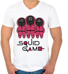 printfashion Squid Game - Nyerd meg az életed - Férfi V-nyakú póló - Fehér (5763399)