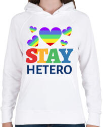 printfashion STAY HETERO - Női kapucnis pulóver - Fehér (11444452)