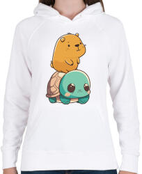 printfashion Capybara és teknős - Női kapucnis pulóver - Fehér (13994977)