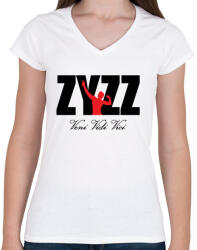 printfashion Zyzz - Veni Vidi Vici 2 - Fekete - Női V-nyakú póló - Fehér (1581674)