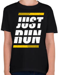 printfashion Just Run - Gyerek póló - Fekete (4791581)