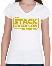 printfashion A Stack Overflow legyen veled - Női V-nyakú póló - Fehér (3920465)