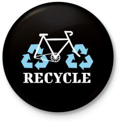 printfashion Recycle - Kitűző, hűtőmágnes - Fekete (7431935)