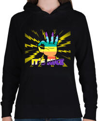 printfashion IT'S NICE - Női kapucnis pulóver - Fekete (10739838)