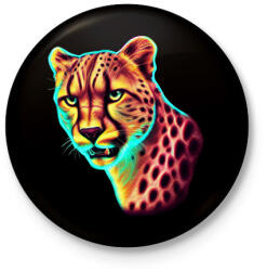 printfashion Neon gepárd - Kitűző, hűtőmágnes - Fekete (13376714)