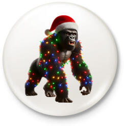 printfashion Morcos karácsonyi party gorilla - Kitűző, hűtőmágnes - Fehér (15256753)