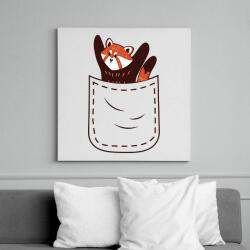 printfashion Vörös panda zsebben - Vászonkép - Fehér (13329439)