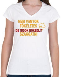 printfashion Nokdeli szaggatás - Női V-nyakú póló - Fehér (2408248)