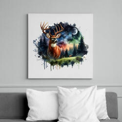 printfashion Szarvas - erdei naplemente - ajándék vadászoknak - Vászonkép - Fehér (15385381)