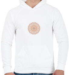 printfashion Barna-narancs mandala - Férfi kapucnis pulóver - Fehér (3921697)