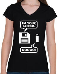 printfashion I m Your Father Usb - Női V-nyakú póló - Fekete (1674397)