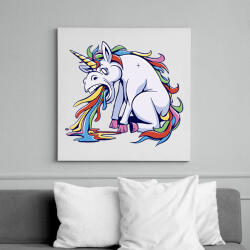 printfashion Hányós unikornis - Vászonkép - Fehér (14949966)
