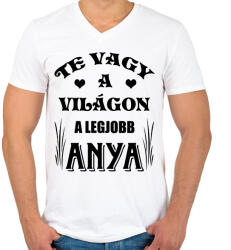 printfashion Legjobb anya - Férfi V-nyakú póló - Fehér (2802335)
