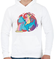 printfashion Cápa lovas ló - Férfi kapucnis pulóver - Fehér (4358631)