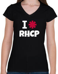 printfashion I LOVE RHCP 2 - Női V-nyakú póló - Fekete (10649137)