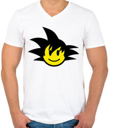 printfashion Son Goku Emoji - Férfi V-nyakú póló - Fehér (1717201)