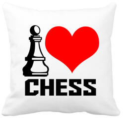 printfashion I love chess - Párnahuzat, Díszpárnahuzat - Fehér (7333175)