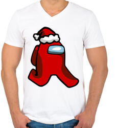 printfashion Among us - Mikulás - Férfi V-nyakú póló - Fehér (3922245)