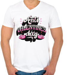 printfashion Anti Valentine's - Férfi V-nyakú póló - Fehér (4301784)