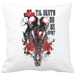 printfashion Til Death Do Us Apart skull - Párnahuzat, Díszpárnahuzat - Fehér (4639612)