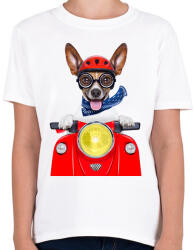printfashion Biker Dog - Gyerek póló - Fehér (1251903)