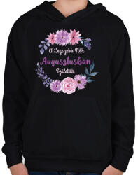 printfashion A legszebb nők augusztusban születtek - Gyerek kapucnis pulóver - Fekete (2882083)