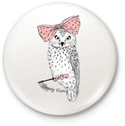 printfashion Beauty Owl - Kitűző, hűtőmágnes - Fehér (3079089)