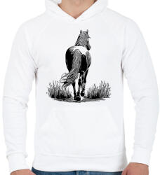 printfashion Ló rajz - Férfi kapucnis pulóver - Fehér (16691044)
