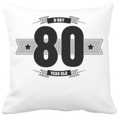 printfashion b-day-80-dark-lightgrey - Párnahuzat, Díszpárnahuzat - Fehér (516728)