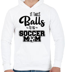 printfashion It takes balls to be a soccer mom - Férfi kapucnis pulóver - Fehér (4957596)