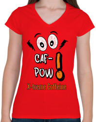 printfashion caf-pow - Női V-nyakú póló - Piros (2090159)