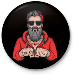 printfashion HARD LIFE - Kitűző, hűtőmágnes - Fekete (4159452)