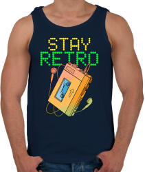 printfashion Stay retro walkman - Férfi atléta - Sötétkék (11445735)