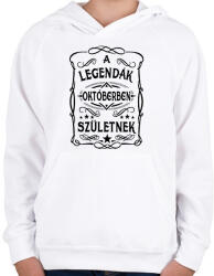 printfashion A legendák októberben születnek - Gyerek kapucnis pulóver - Fehér (7407378)