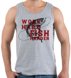printfashion Work Hard Fish Harder - Férfi atléta - Sport szürke (1026486)