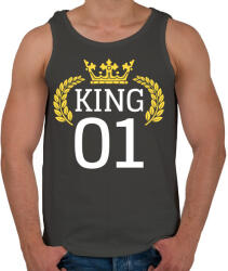printfashion King póló - KING 01 - Férfi atléta - Sötétszürke (922249)