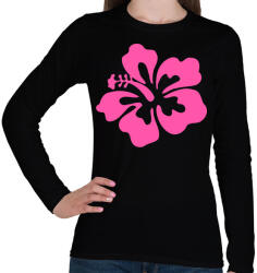 printfashion hibiscus - Női hosszú ujjú póló - Fekete (1766365)