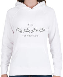 printfashion Run for your life - Női kapucnis pulóver - Fehér (6293959)