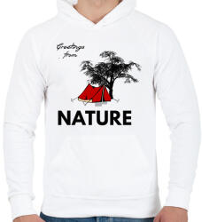 printfashion ÜDV A TERMÉSZETBEN - Férfi kapucnis pulóver - Fehér (1605906)