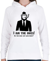 printfashion monkey boss - Női kapucnis pulóver - Fehér (1895086)