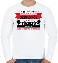 printfashion Tűzoltó szuperhős - Férfi pulóver - Fehér (10746238)
