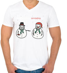 printfashion Hóemberek maszkban - Férfi V-nyakú póló - Fehér (4129789)