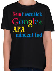 printfashion Apa mindent tud - Gyerek póló - Fekete (2411526)