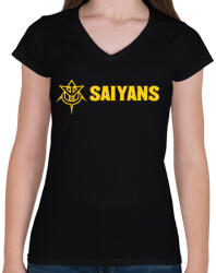 printfashion SAIYANS - Női V-nyakú póló - Fekete (356120)