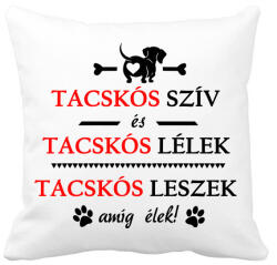 printfashion Tacskós szív és Tacskós lélek! - Párnahuzat, Díszpárnahuzat - Fehér (4814115)